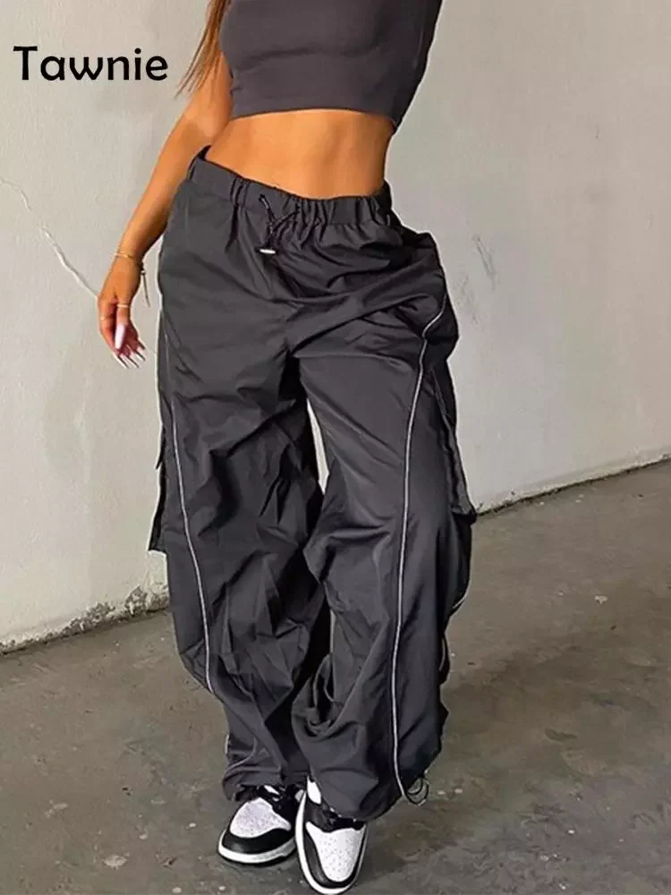

2022New 2022 Y2K Cargo Pants Women's Baggy Trousers Side Pockets Streetwear Vintage Fairycore Casual Loose Wide Leg Sweatpan