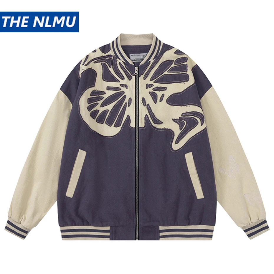 

Куртка-бомбер мужская с вышивкой бабочки, в стиле хип-хоп