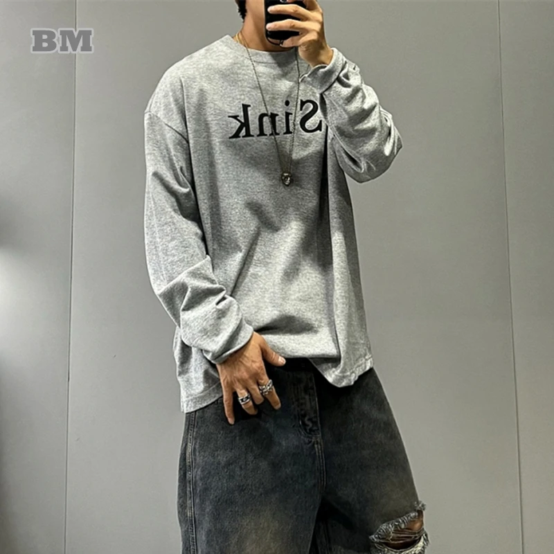 Футболка мужская с длинным рукавом и надписью уличная одежда в американском