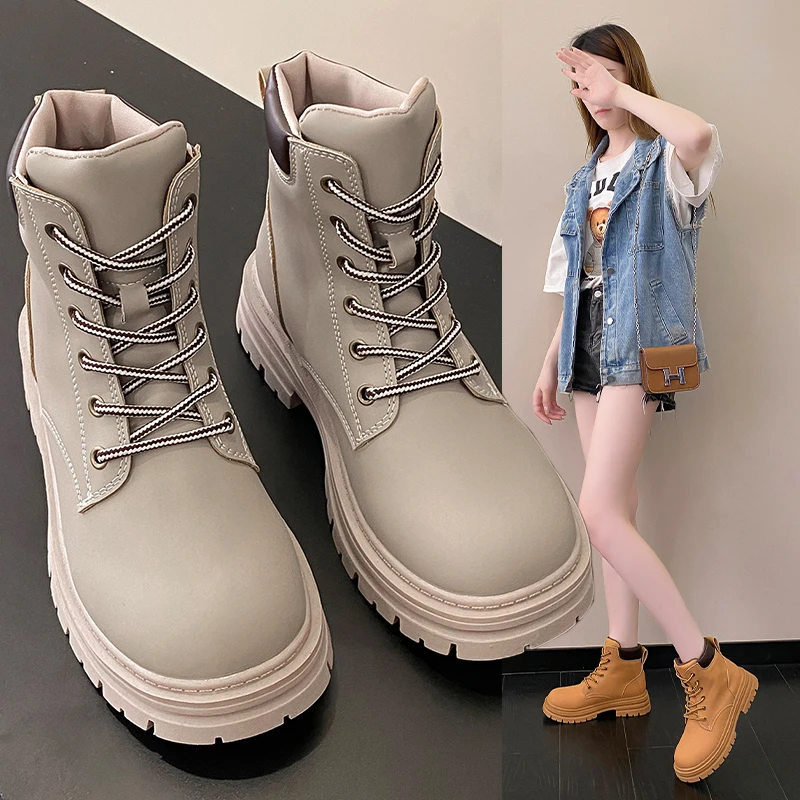 

New Winter Women Ankle Snow Boot Leather Fur Wedges Warm Plush Rubber Platform Lace Up Sexy Punk Black Ladies Shoes Botas Mujer