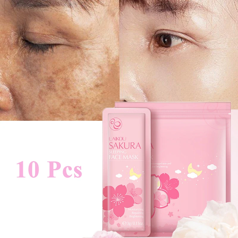

10pcs Sakura Face Mask Whitening Anti-Aging Cosmetics Shrink Pores Deep Cleansing Skin Oil-Control Moisturizing Care Products