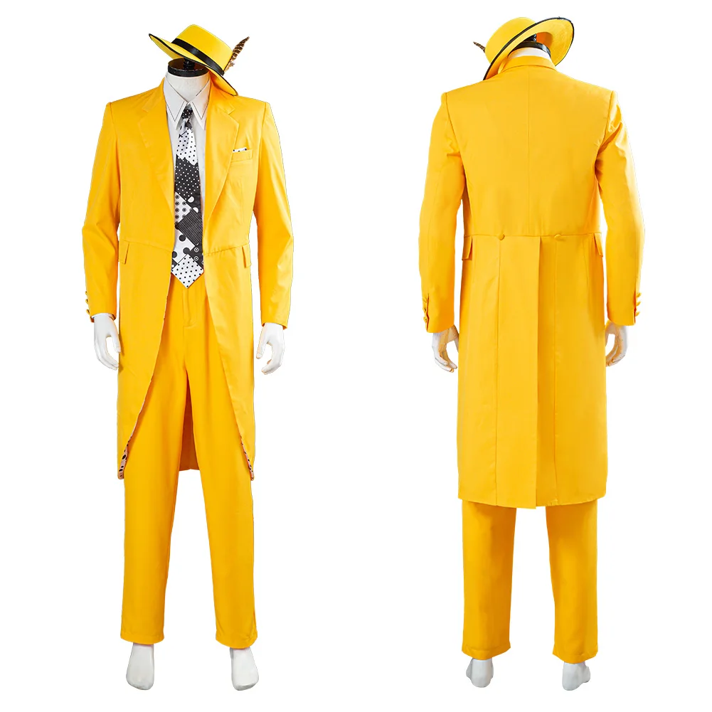 The Mask Jim Carrey-Disfraz de uniforme, traje amarillo para Halloween, Carnaval