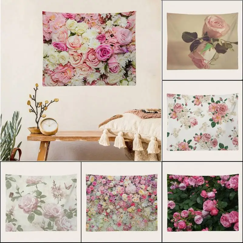 

Colorful Flower Rose Peony Tapestry Art Printing Cheap Hippie Wall Hanging Bohemian Wall Tapestries