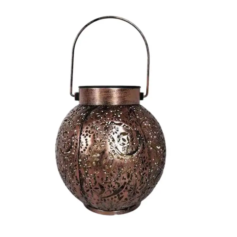

Hanging Solar Lantern Garden Decor Metal Solar Outdoor Lights Decorative Metal Hollow Out Pathway Light For Patio Pathway Yard