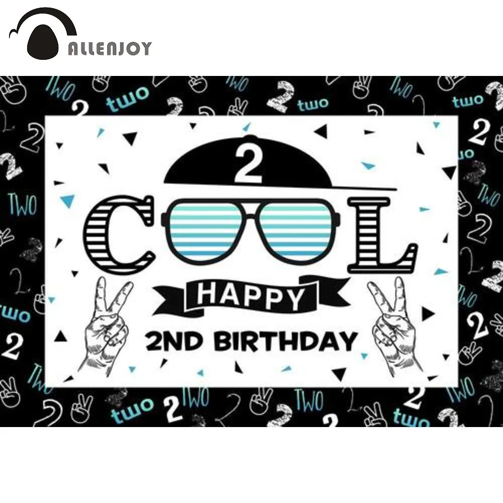 

Allenjoy 2 крутой фон для вечеринки в честь Дня Рождения черные солнцезащитные очки для мальчиков летний праздничный фон для празднования ребен...