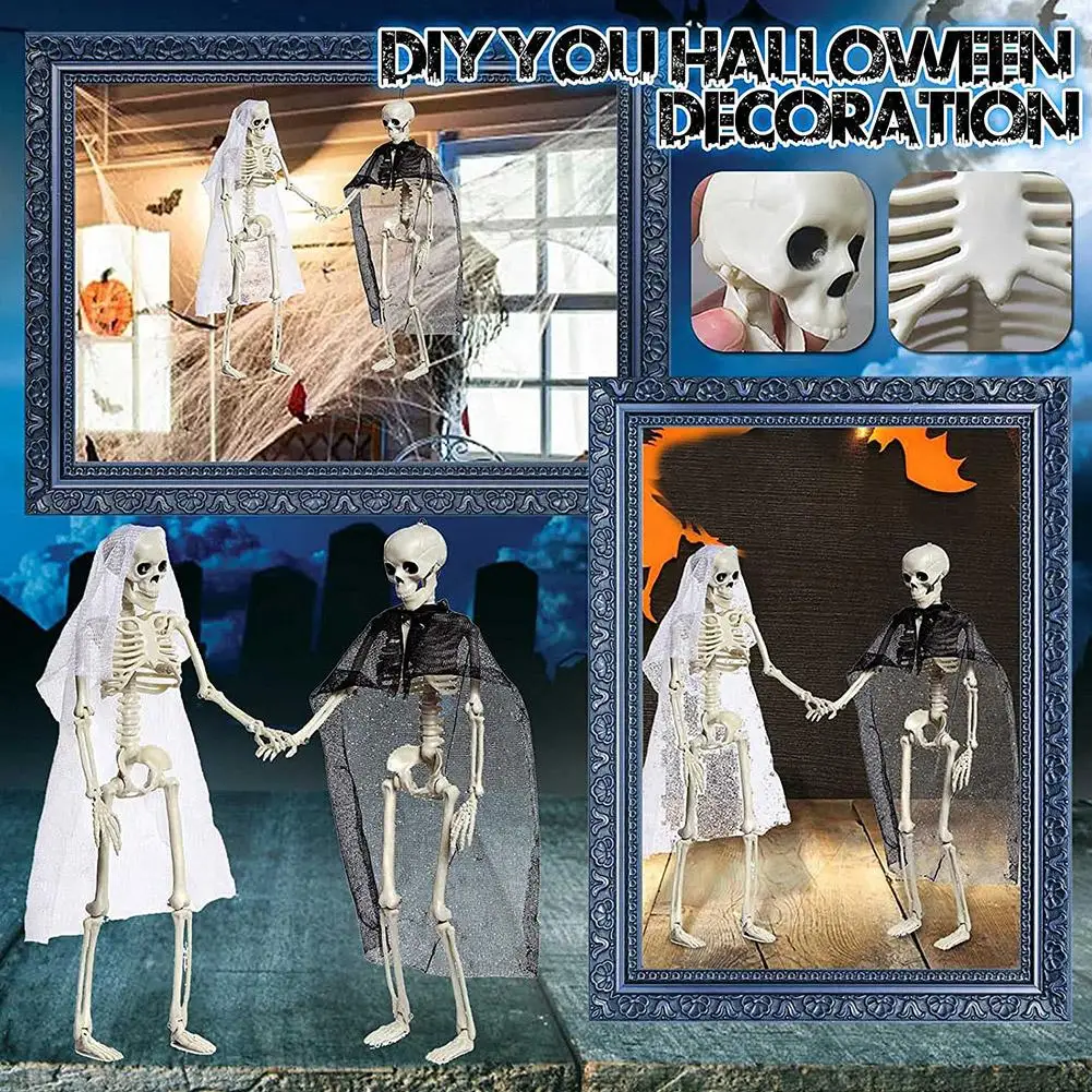 

Halloween Movable Skeleton Fake Human Skull Bones Halloween Bar House Decorations Home Party Horror Props Haunted Toys Orna W7K7