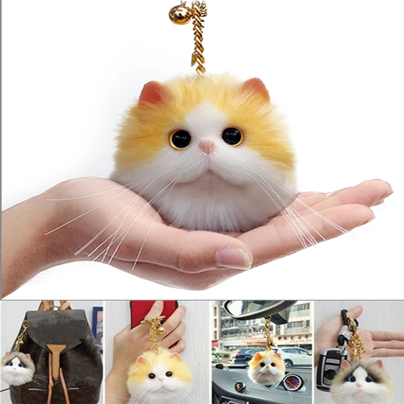 

Plush fashion cute cat Keychain realistic cat Keychain Cute Automobile Hanging Pendant Ornament Car Interior Decoration