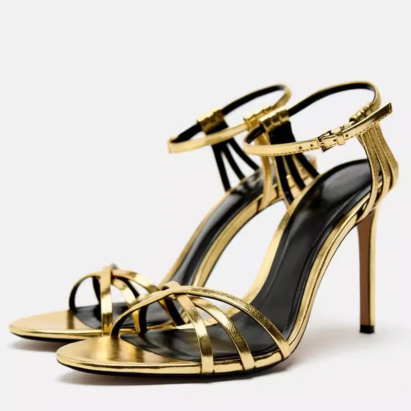 Женские сандалии Gloden с круглым носком классический пояс пряжкой на очень высоком