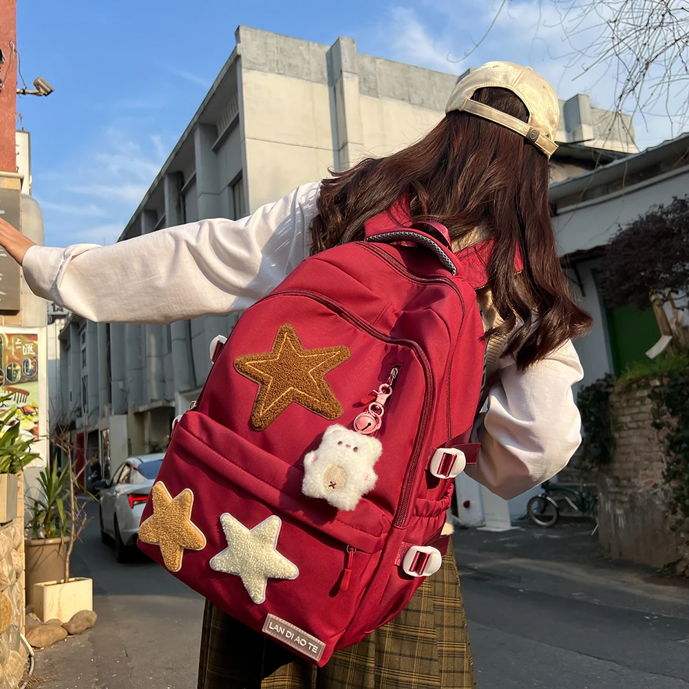 Американские рюкзаки с вышитыми звездами Y2K модные эстетические вместительные