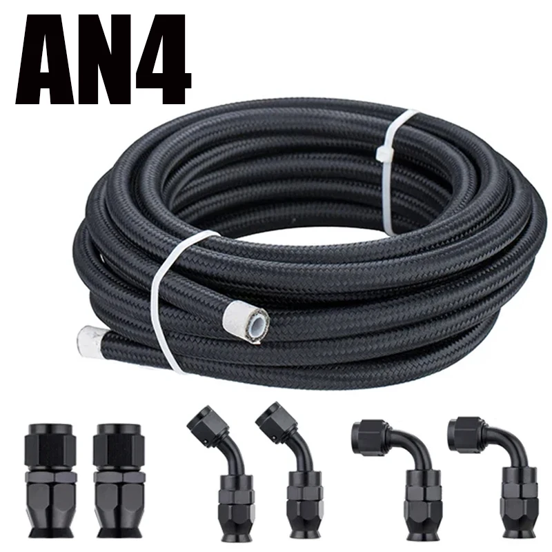 

5M AN3 AN4 AN6 AN8 AN10 E85 Нейлоновый топливный шланг из ПТФЭ Автомобильный масляный газовый радиатор Шланг Трубка 0 45 90 градусов Поворотные фитинги для конца шланга