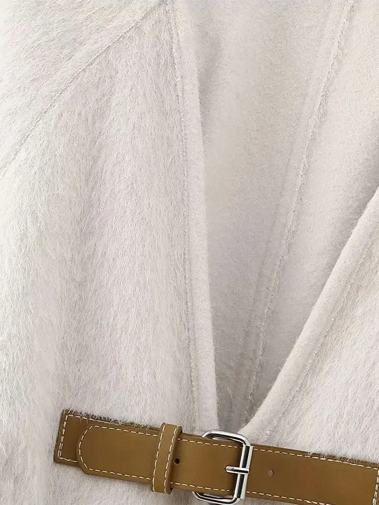 Nlzgmsj TRAF Весенняя бандажная куртка женская мягкая Женское пальто с длинным