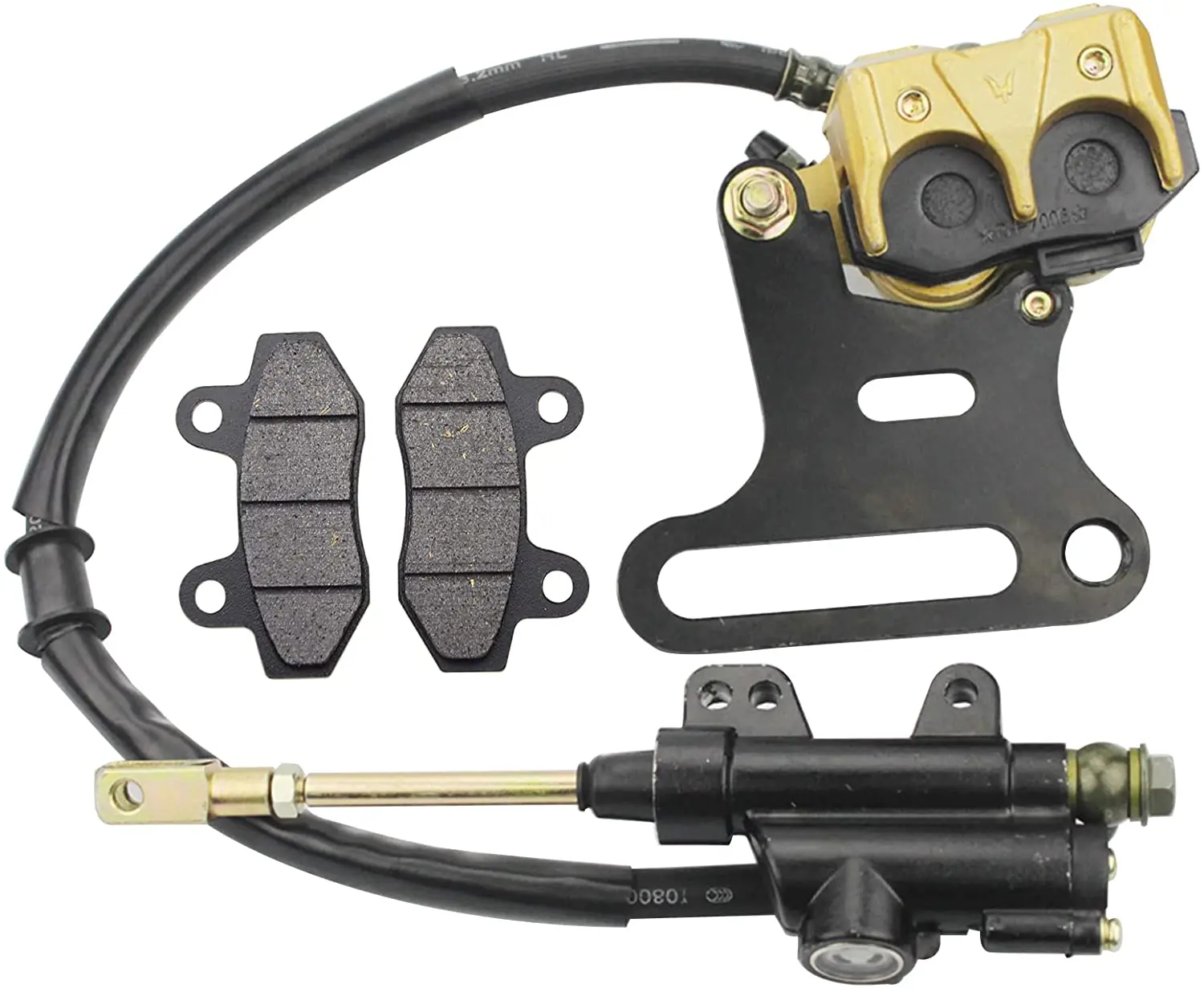 

Rear Hydraulic Caliper Brake Master Cylinder Assembly with Brake Pads for 70cc 110cc 125cc 150cc ATV Quad Pit Bike Go Kart