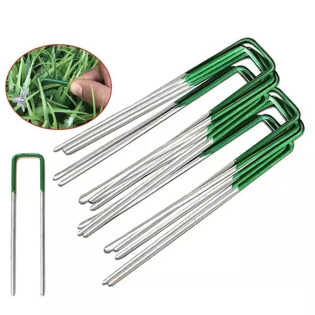 

10Pcs/Set Artificial Grass Turf U Pins Fastening Lawn Tent Pegs Staple Outdoor Heavy Duty Gardening Accessories