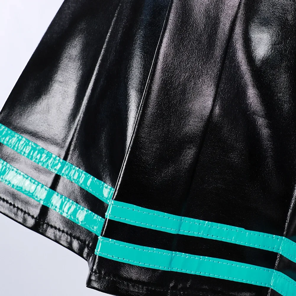 Мику Косплей Костюм 16-летие Черная кожаная форма JK Очки Хэллоуин Карнавальные