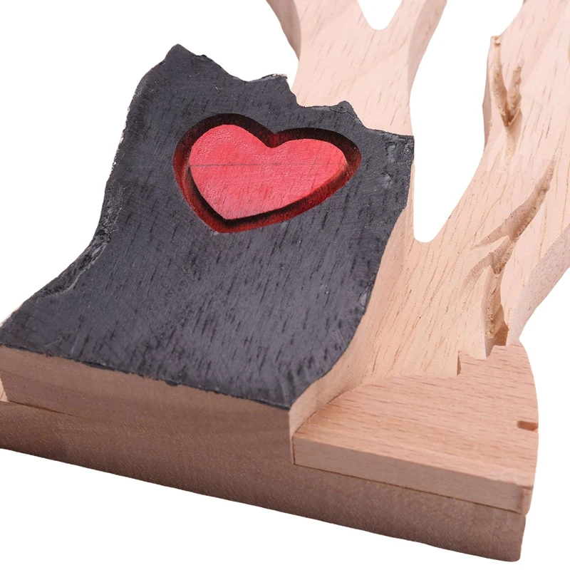 

Вечные деревянные украшения Love, Настольная скульптура с деревянным сердцем, поцелующая статуя для пары, художественные украшения для дома