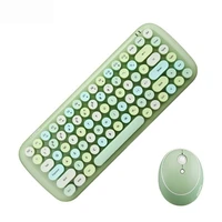 2 4g wireless keyboard set mixed candy color roud keycap keyboard and mouse comb for laptop notebook pc girls gift