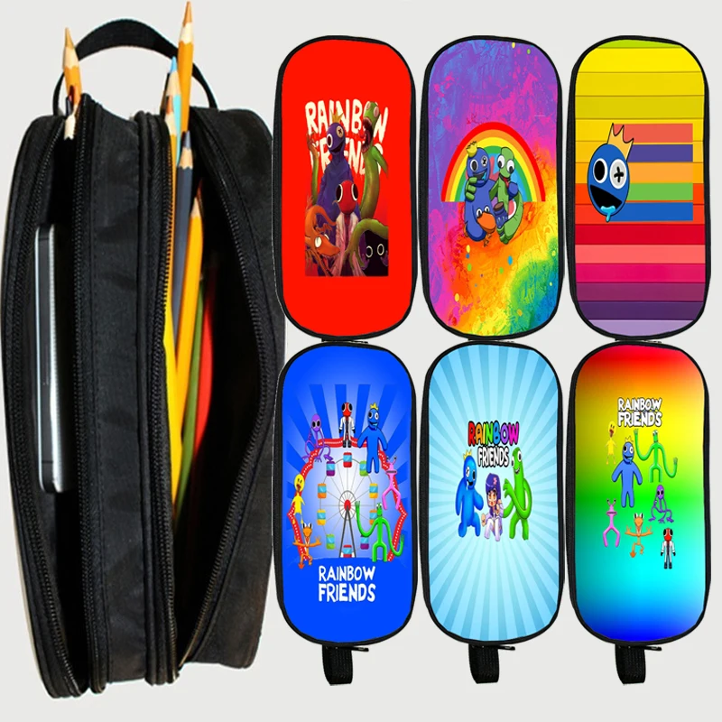 

Чехол для карандашей Rainbow Friends, канцелярские принадлежности для милых мальчиков и девочек, двойной чехол для ручек, предметы для хранения