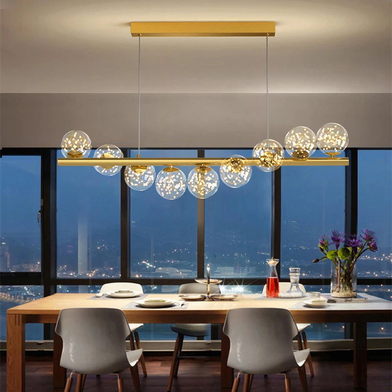 

Nordic Modern Glass Ball Pendant Lights For Dining Room Kitchen Home Decoration Gold G9 LED Pendant Lamp Lustre Hanging Light