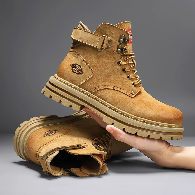 Классические мужские кожаные теплые ботинки для инструментов модная мужская