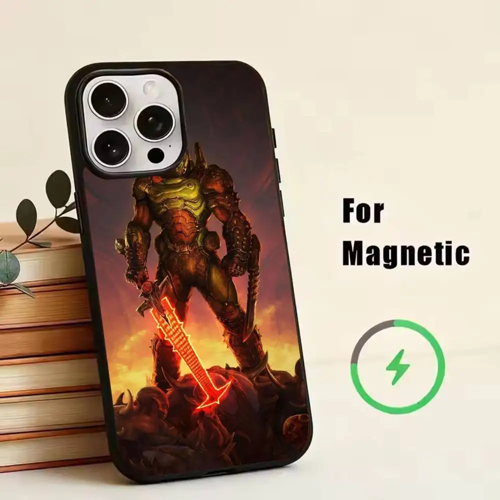 Фото Чехол для телефона D-Doom Dark Ages Game для iPhone 11, 12, 13, 14, 15, 16, 17 Plus, Pro, Max с поддержкой беспроводной зарядки №3