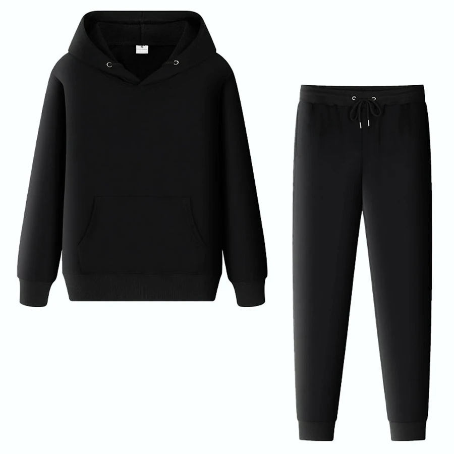 

Спортивный костюм для мужчин и женщин, хлопковая кофта с капюшоном и штаны, уличная одежда, спортивные штаны, Осень-зима