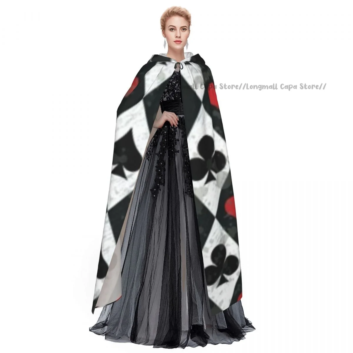 Накидка с капюшоном для взрослых на Хэллоуин абстрактными игральными картами