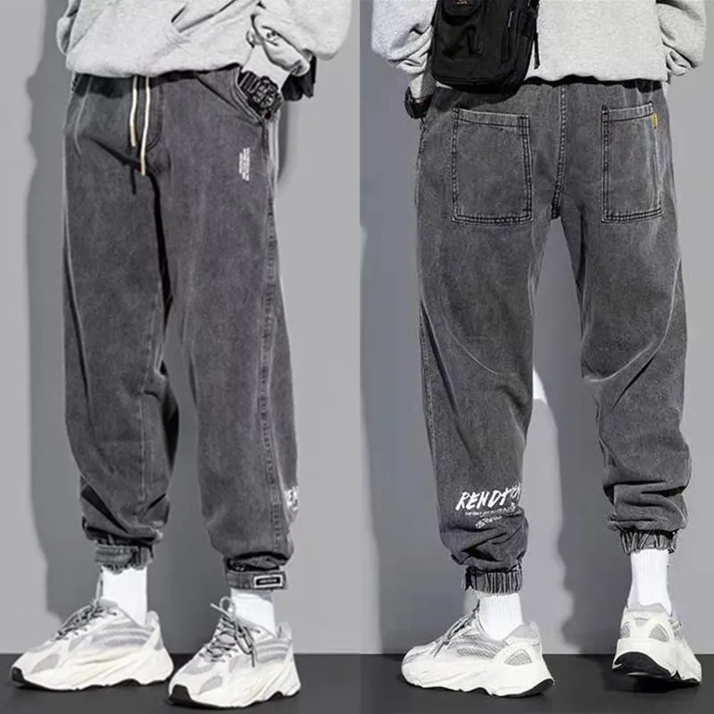 Jeans Men's Summer Tide Brand Loose Spring and Autumn Men's New 2022 Beam Feet Nine Points Workwear Casual Long Pants