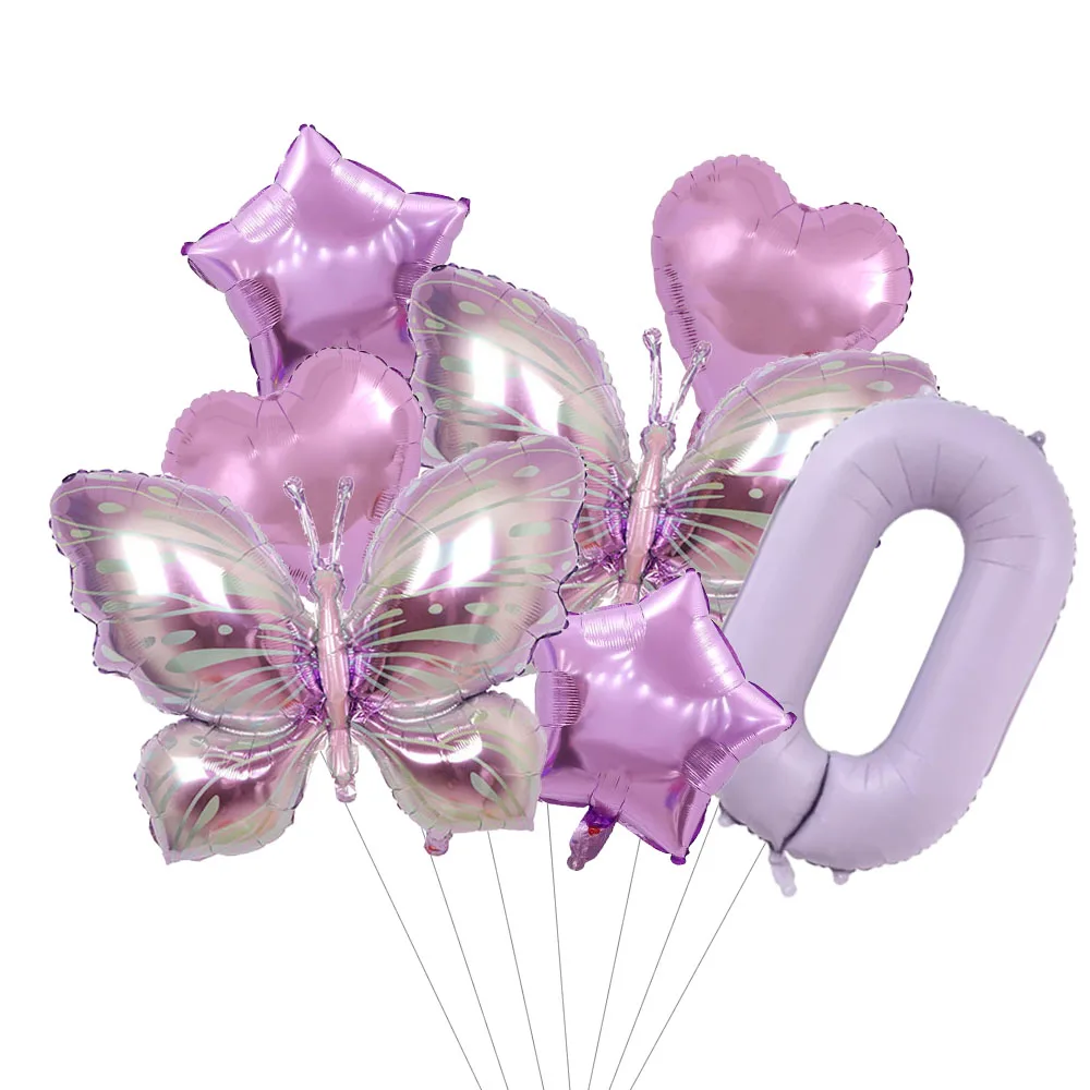 

Набор из 7 фиолетовых шаров с бабочками Popdropparty