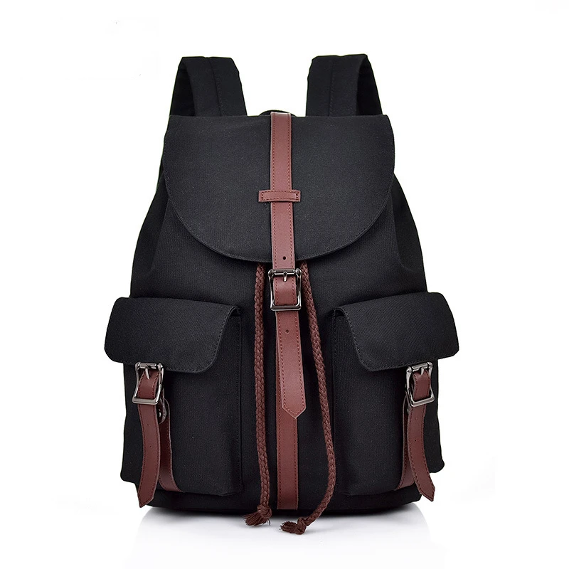 CFUN YA Summer Trend Teen School Bag Backpack For Girls Boy College Bookbags Middle Student Schoolbag Large Black Canvas Bagpack