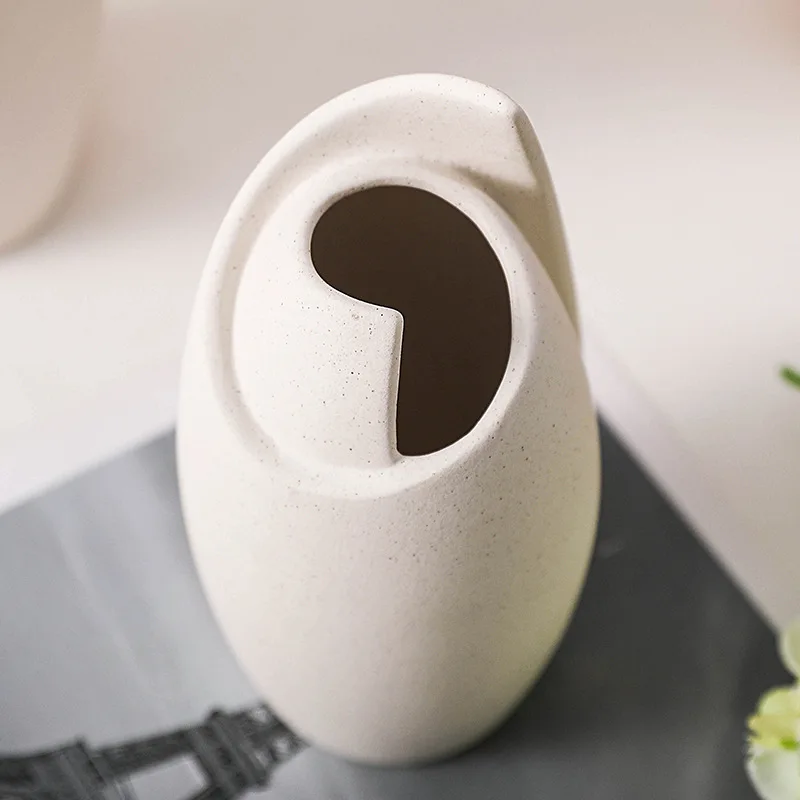 Nordic Ins Style Simple White Plain Ceramic Small Vase Decoration Living Room Flower Arrangement  Flower Decoration 4