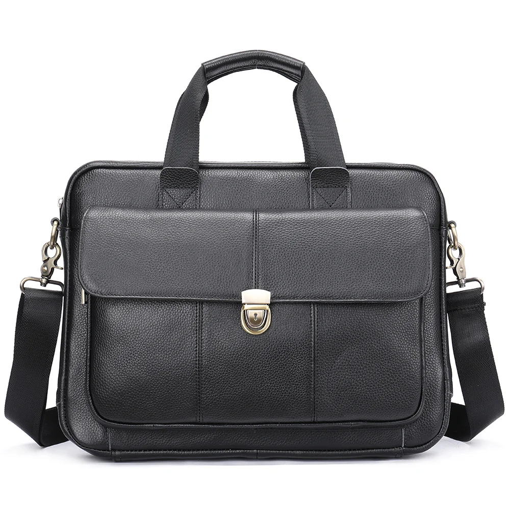 

Men's Briefcase Genuine Leather Laptop Bag 14 Men's Leather Handbags Office Bag for Men Porte Document Bags for Man 315