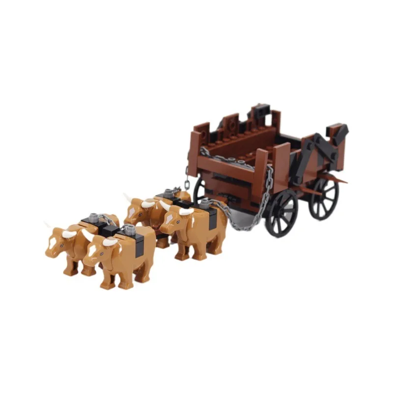 MOC средневековые римские быки-колесницы замки для крупного рогатого скота