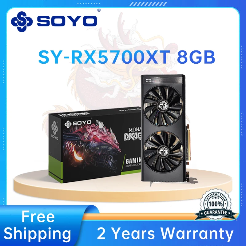 Видеокарта SOYO RX5700XT 8 Гб PCIE x16 4,0 GDDR6 256 бит 8pin + 6 pin 7nm GPU DP * 3 HDMI * 1, видеокарта для настольного компьютера