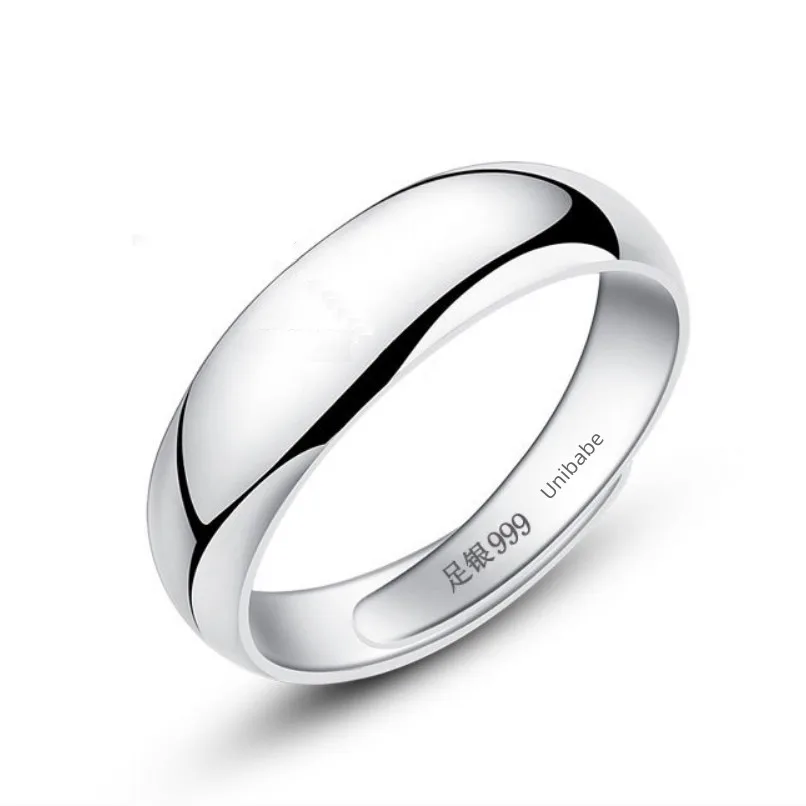 

Unibabe, Настоящее серебро, круглое Открытое кольцо для мужчин и женщин, яркое серебряное кольцо, мужское чистое серебро, простое Открытое кольцо, ювелирное изделие, подарок