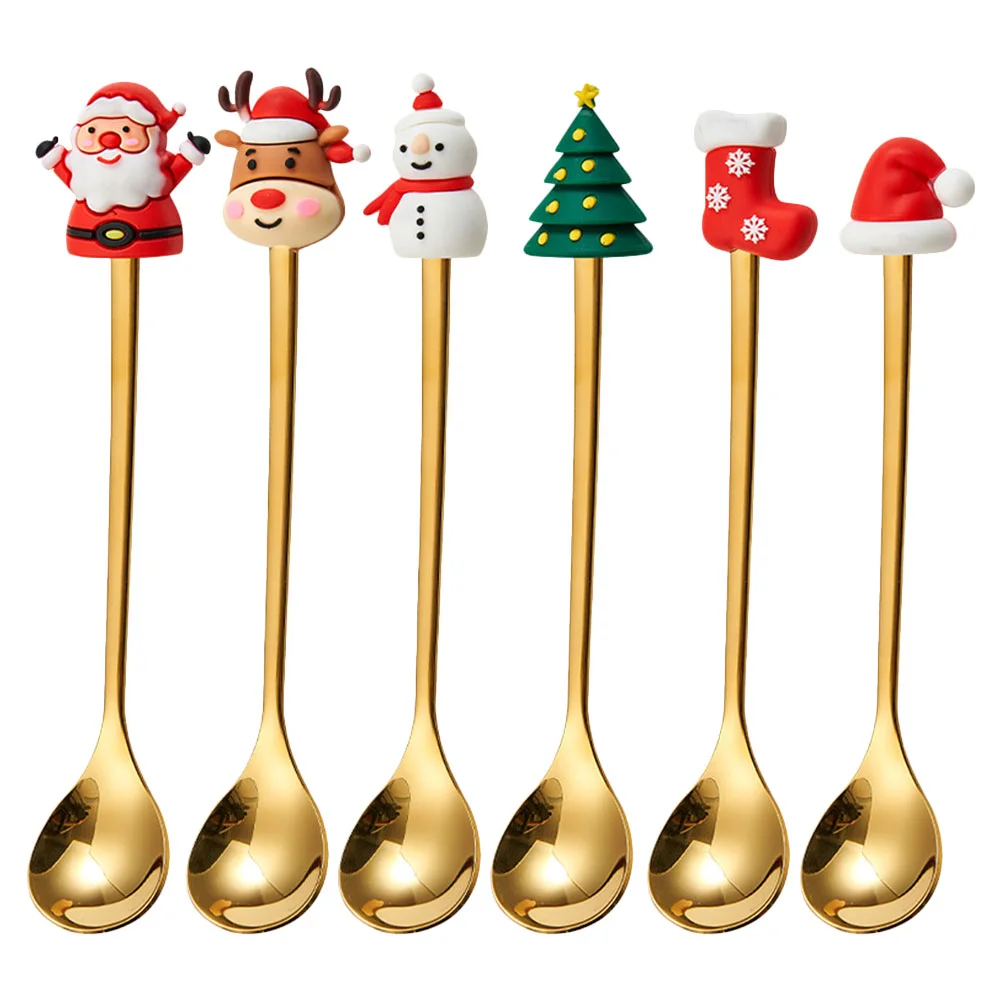 

Christmas Spoons Stainless Steel Stirring Spoons Pedant Coffee Spoons Tea Spoons Dessert Spoons Mixing Spoons Soup Spoons Metal
