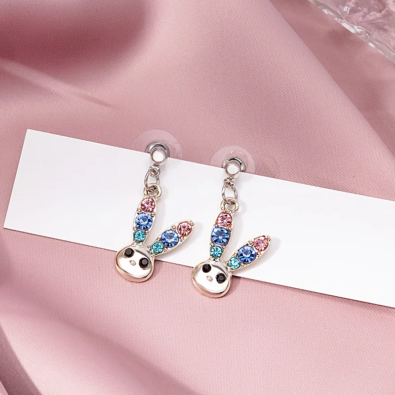 

Cute and Fashionable Bunny Earrings Inlaid with Zircon Jewelry for Women Girl Wholesale Direct Sale
