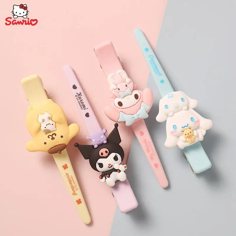 

Kawaii sanrios Cinnamoroll Kuromi My Melody PomPomPurin мультфильм аниме Серебряная шпилька для волос милая девочка шпилька аксессуары для волос детский подарок