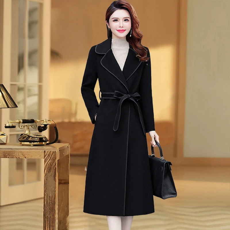 Двустороннее флисовое пальто женская длинная верхняя одежда новая осенне-зимняя