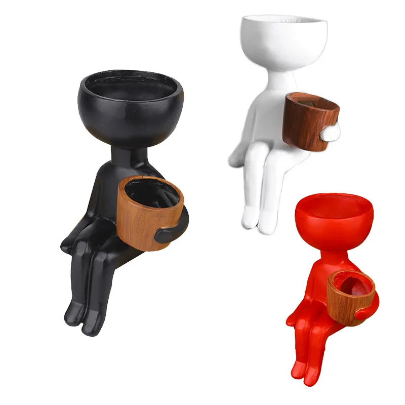 

Art Portrait Vase Resin Flower Pot Abstract Character Succulents Plant Pot Desktop Vase Mini Landscape Decor