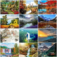 sdoyuno painting by number house diy for adult children diy handpainted coloring by numbers landscape for home decor