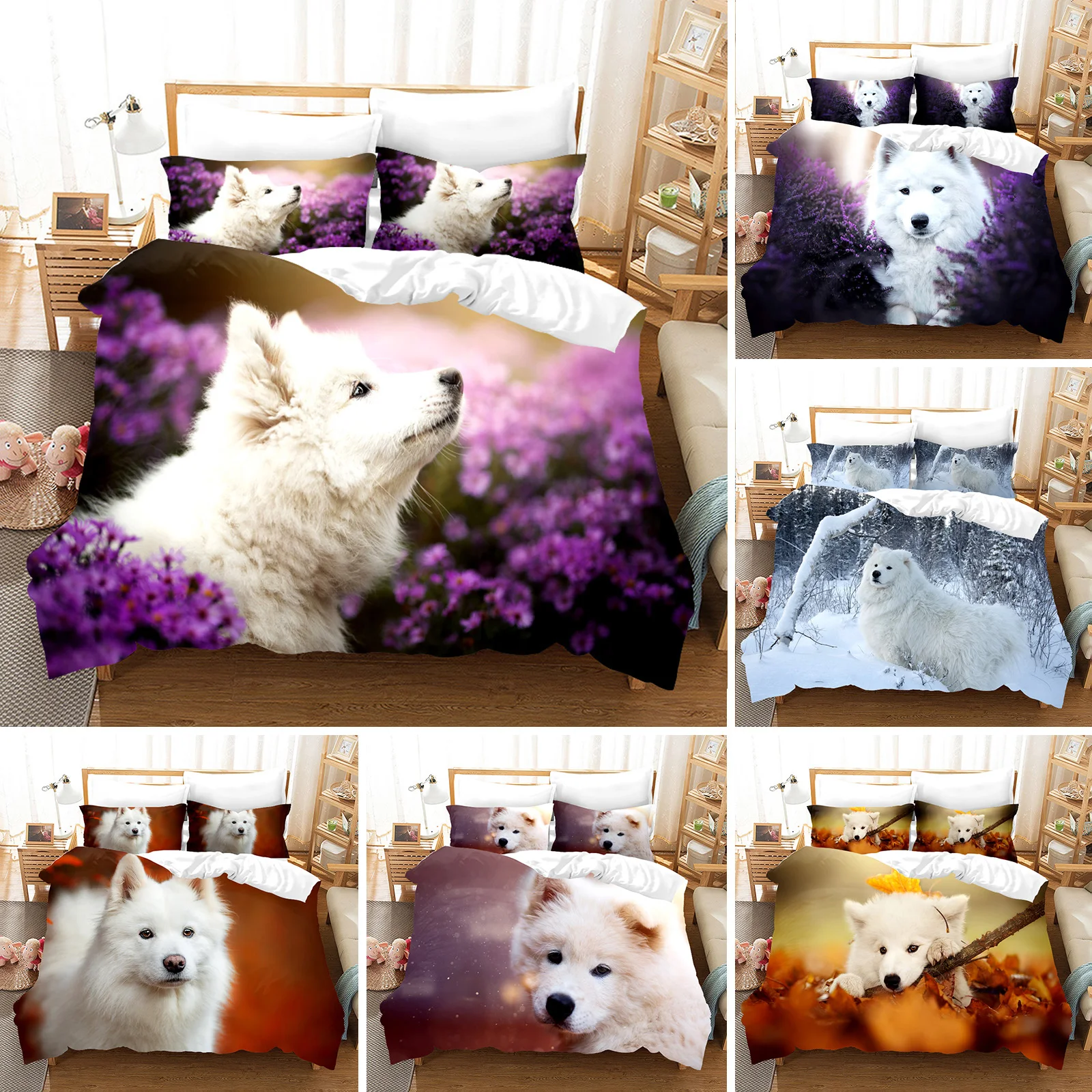 

Комплект постельного белья с 3D рисунком, пододеяльник для собак и домашних животных, 3 предмета, двойной/полноразмерный/Королевский/король, ...