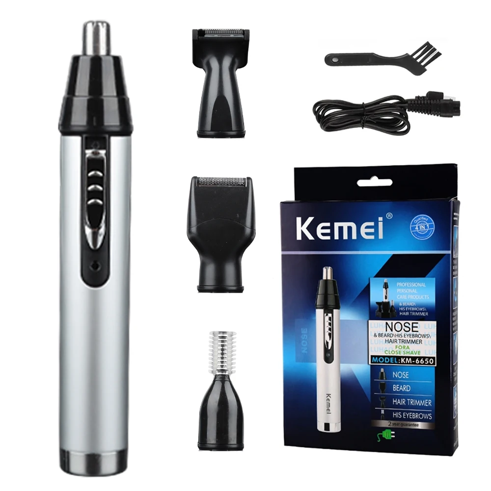 

Kemei 4in1 Rechargeable Nose Ear Hair Trimmer For Men&Women Grooming Kit Electric Eyebrow Beard Trimer Nose And Ears Trimmer