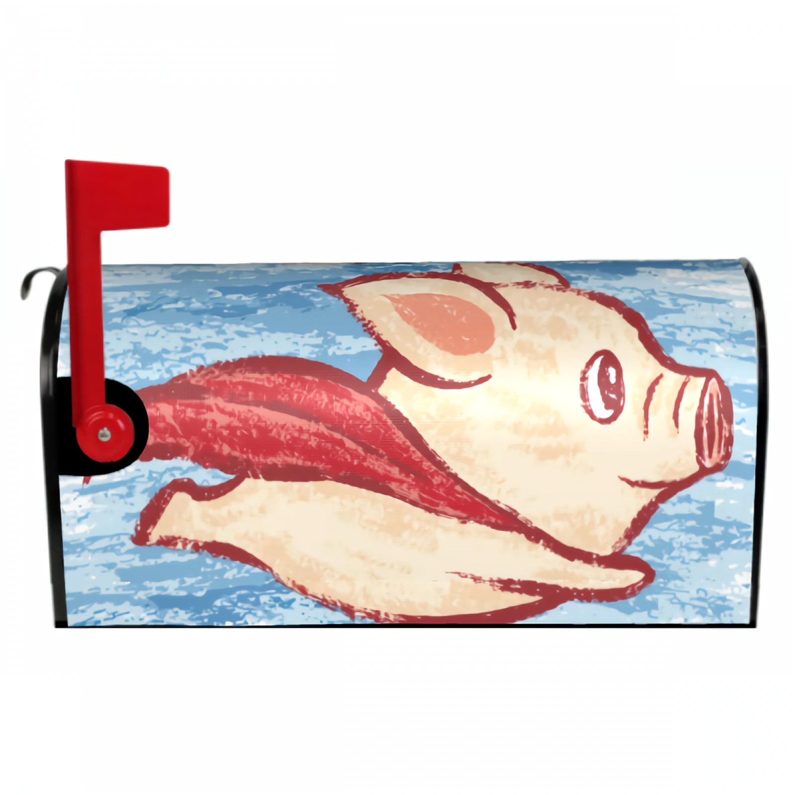 

Flying Pig Magnetic Mailbox Cover Blue Sky Magnetic Mailbox Covers Waterproof Mailbox Wraps Post Letter Box Decor