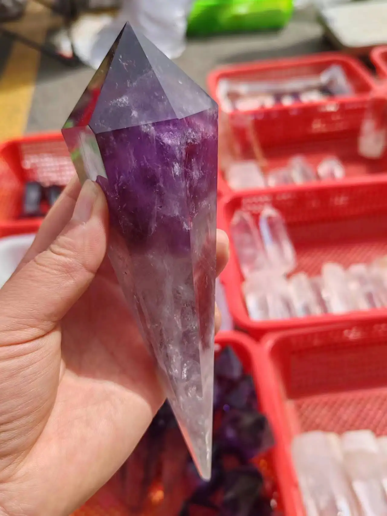 Натуральный Аметист кварцевый кластер Хрустальный стержень образец скипетр