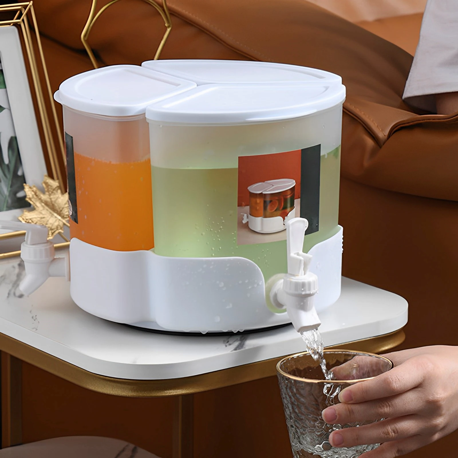 

Новый чайник для холодной воды с 3 смесителями вращающийся на 360 ° диспенсер для напитков л кувшин большой емкости для холодного сока лимона