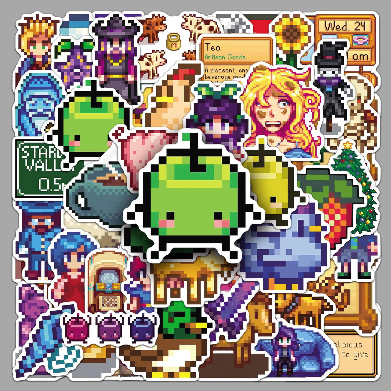 Фото 10/50 шт. забавные пиксельные игры Stardew Valley наклейки мультфильм детские игрушки украшения телефон гитара ноутбук скейтборд граффити наклейки №5