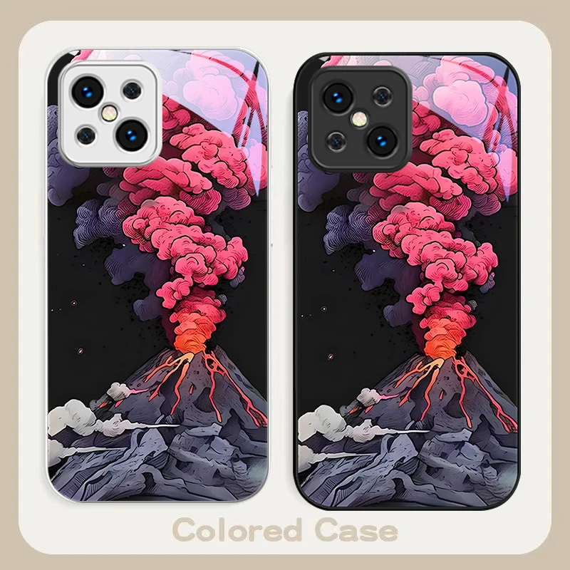 Simple Pink Volcanic Grey For Find X5 X3 Lite Reno 6 4Z 5G OPPO A72 79 73 58 A54S OnePlus Nord N200 Tempered glass phone case