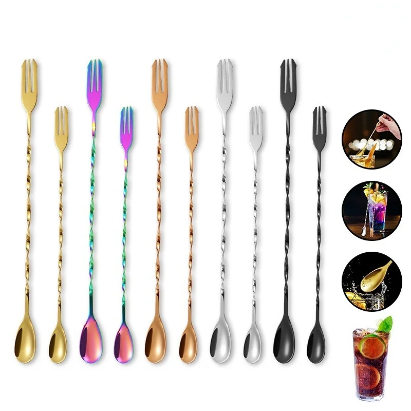 

Stainless Steel Bartender Bar Spoon Creative Long Handle Stirrer Golden Thread Spoon Cocktail Stirrer Bar Accessories Wholesale
