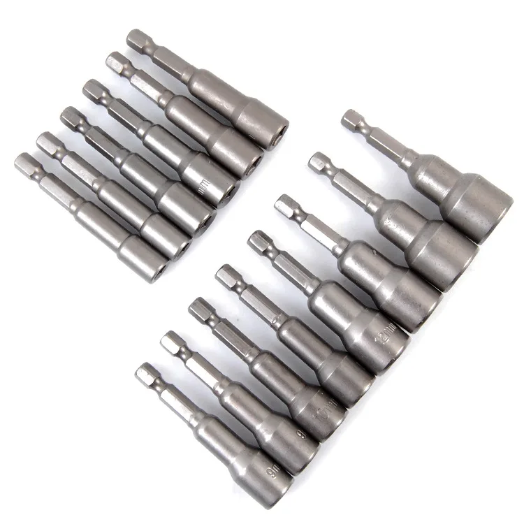 14Pcs 6-19mm Hexagon Nut Driver Drill Bit Socket Screwdriver Wrench Set Drill Bit Adapter for Electric Screwdriver Handle Tool