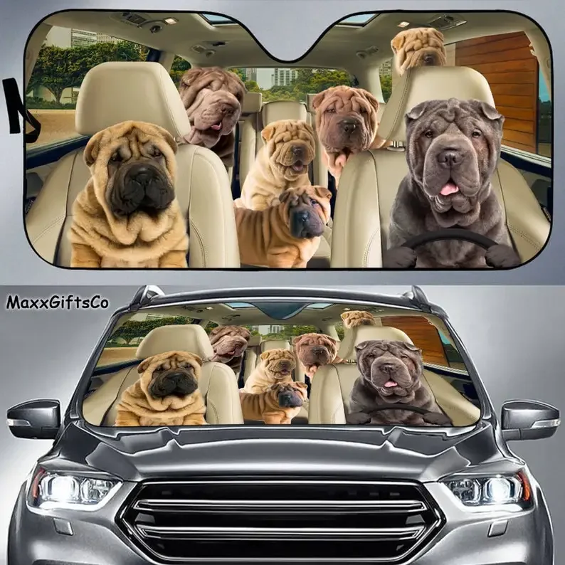 Автомобильный солнцезащитный козырек Shar Pei семейный от солнца для собак